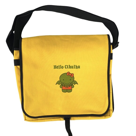 Hello Cthulhu Messenger Bag Lovecraft Cosmic Horror Webcomic Yellow Anvil EUC - Picture 1 of 16